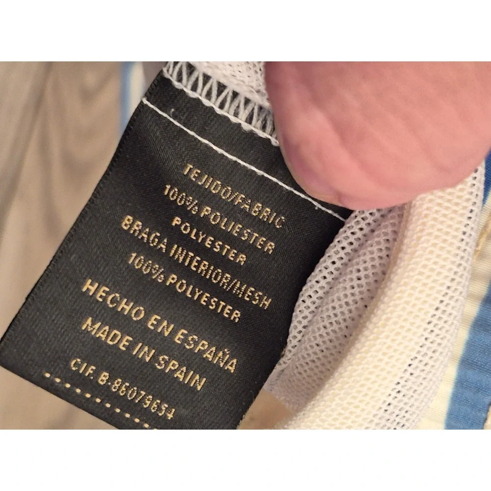 Allen Edmonds Mens Blue Striped Swim Trunks Handcrafted in Spain Size M